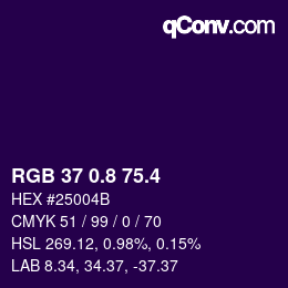 カラーコード: RGB 37 0.8 75.4 | qconv.com