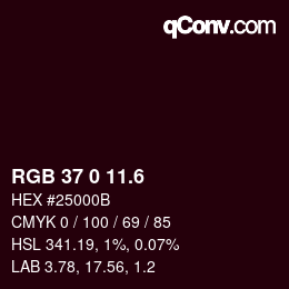 カラーコード: RGB 37 0 11.6 | qconv.com