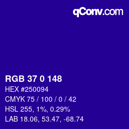 颜色代码: RGB 37 0 148 | qconv.com