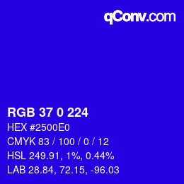 Color code: RGB 37 0 224 | qconv.com