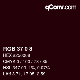 カラーコード: RGB 37 0 8 | qconv.com
