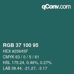 Color code: RGB 37 100 95 | qconv.com