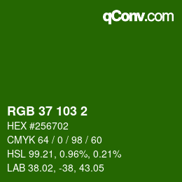 カラーコード: RGB 37 103 2 | qconv.com