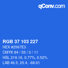 Color code: RGB 37 103 227 | qconv.com