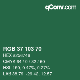 カラーコード: RGB 37 103 70 | qconv.com