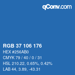 Color code: RGB 37 106 176 | qconv.com