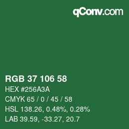 颜色代码: RGB 37 106 58 | qconv.com