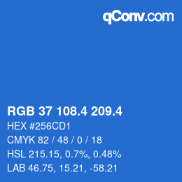 カラーコード: RGB 37 108.4 209.4 | qconv.com