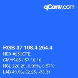 カラーコード: RGB 37 108.4 254.4 | qconv.com