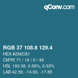 カラーコード: RGB 37 108.8 129.4 | qconv.com