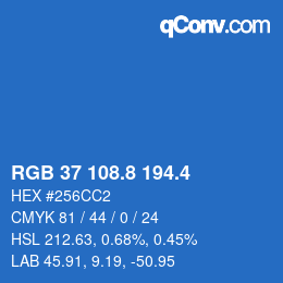 カラーコード: RGB 37 108.8 194.4 | qconv.com