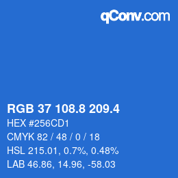 カラーコード: RGB 37 108.8 209.4 | qconv.com