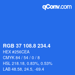 カラーコード: RGB 37 108.8 234.4 | qconv.com
