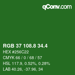 カラーコード: RGB 37 108.8 34.4 | qconv.com
