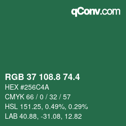 カラーコード: RGB 37 108.8 74.4 | qconv.com