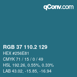 カラーコード: RGB 37 110.2 129 | qconv.com