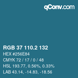 カラーコード: RGB 37 110.2 132 | qconv.com