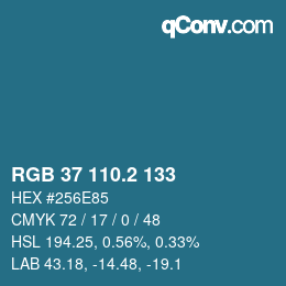 カラーコード: RGB 37 110.2 133 | qconv.com