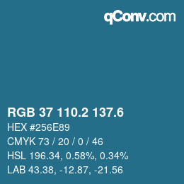 カラーコード: RGB 37 110.2 137.6 | qconv.com
