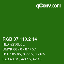 カラーコード: RGB 37 110.2 14 | qconv.com