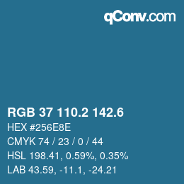 カラーコード: RGB 37 110.2 142.6 | qconv.com