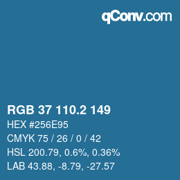 カラーコード: RGB 37 110.2 149 | qconv.com