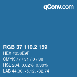 カラーコード: RGB 37 110.2 159 | qconv.com