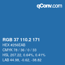 カラーコード: RGB 37 110.2 171 | qconv.com