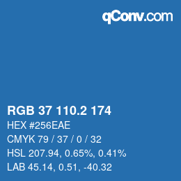 カラーコード: RGB 37 110.2 174 | qconv.com
