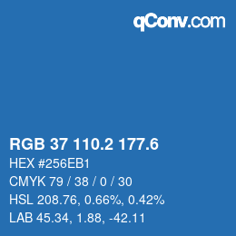 カラーコード: RGB 37 110.2 177.6 | qconv.com