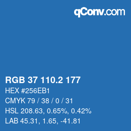 カラーコード: RGB 37 110.2 177 | qconv.com