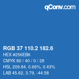 カラーコード: RGB 37 110.2 182.6 | qconv.com