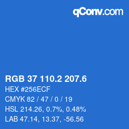 カラーコード: RGB 37 110.2 207.6 | qconv.com
