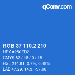 カラーコード: RGB 37 110.2 210 | qconv.com