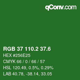 カラーコード: RGB 37 110.2 37.6 | qconv.com