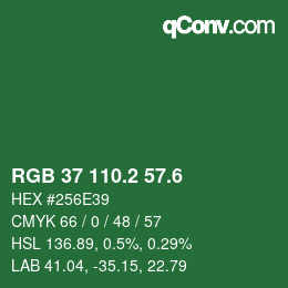 カラーコード: RGB 37 110.2 57.6 | qconv.com
