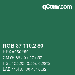 カラーコード: RGB 37 110.2 80 | qconv.com