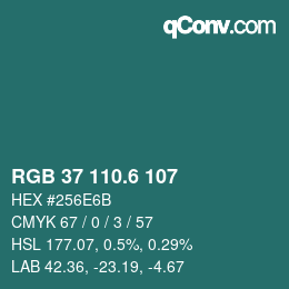 カラーコード: RGB 37 110.6 107 | qconv.com