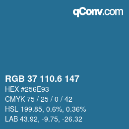 カラーコード: RGB 37 110.6 147 | qconv.com