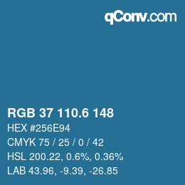 カラーコード: RGB 37 110.6 148 | qconv.com