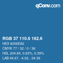カラーコード: RGB 37 110.6 162.6 | qconv.com