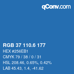カラーコード: RGB 37 110.6 177 | qconv.com