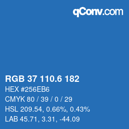 カラーコード: RGB 37 110.6 182 | qconv.com