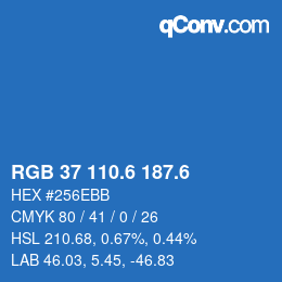 カラーコード: RGB 37 110.6 187.6 | qconv.com