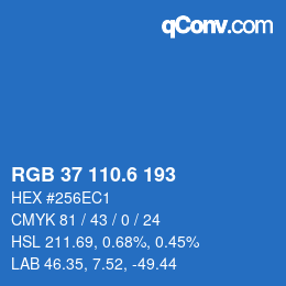 カラーコード: RGB 37 110.6 193 | qconv.com