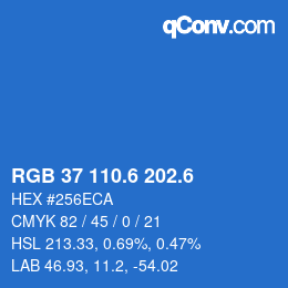 カラーコード: RGB 37 110.6 202.6 | qconv.com