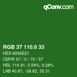 カラーコード: RGB 37 110.6 33 | qconv.com