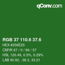カラーコード: RGB 37 110.6 37.6 | qconv.com