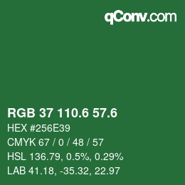 カラーコード: RGB 37 110.6 57.6 | qconv.com