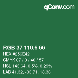 カラーコード: RGB 37 110.6 66 | qconv.com